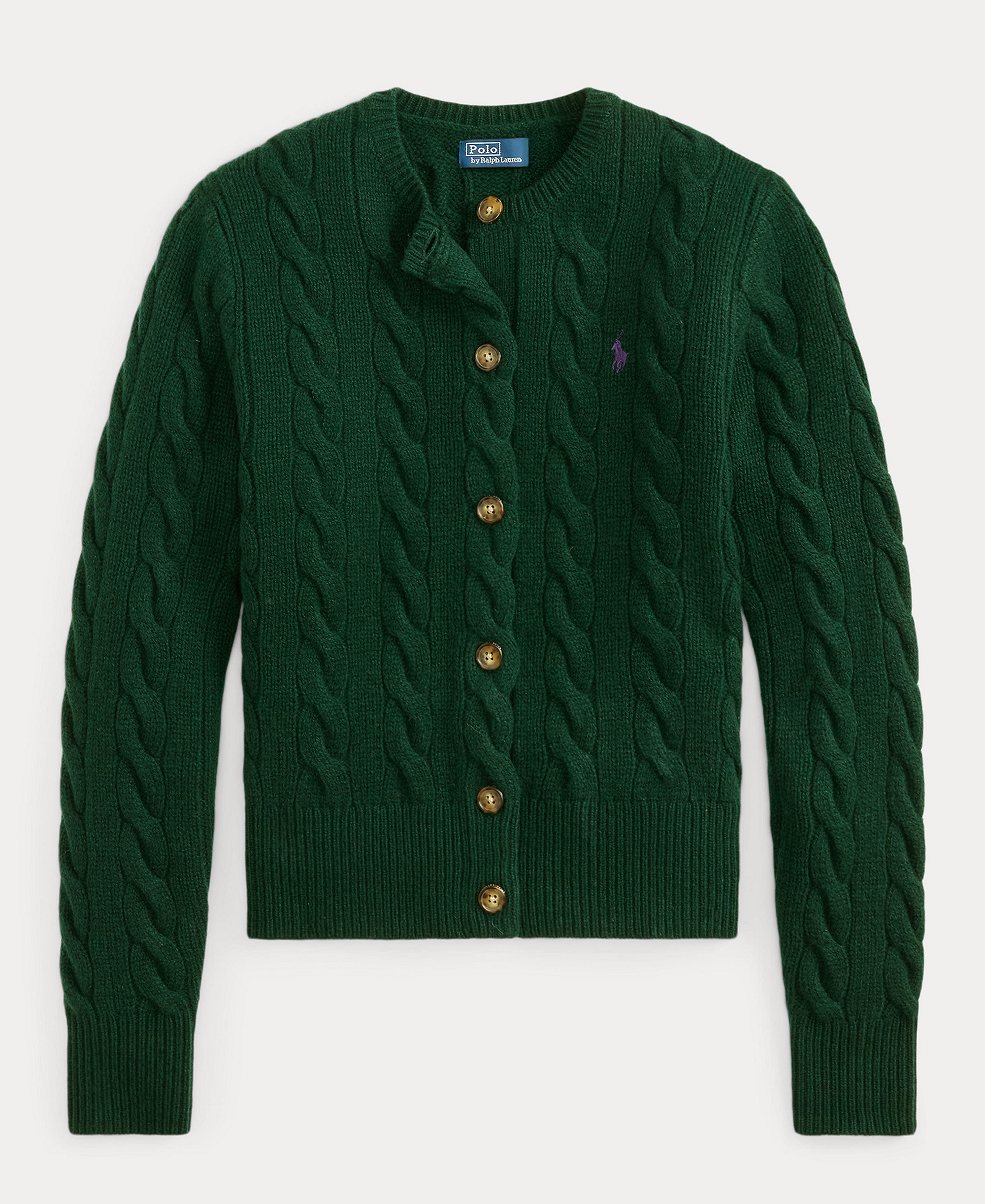 Polo Ralph Lauren Women's Cable-Knit Wool-Cashmere Cardigan Sweater - College Green