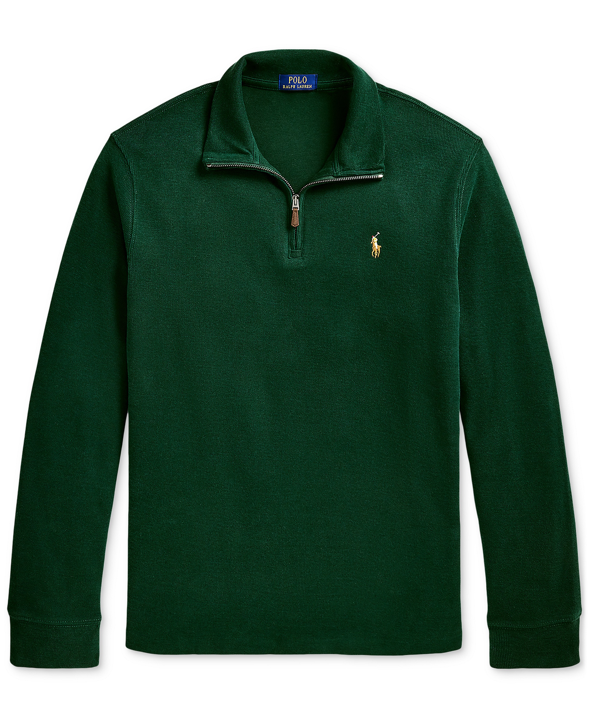 Polo Ralph Lauren Men's Estate-Rib Cotton Quarter-Zip Sweater - Moss Agate
