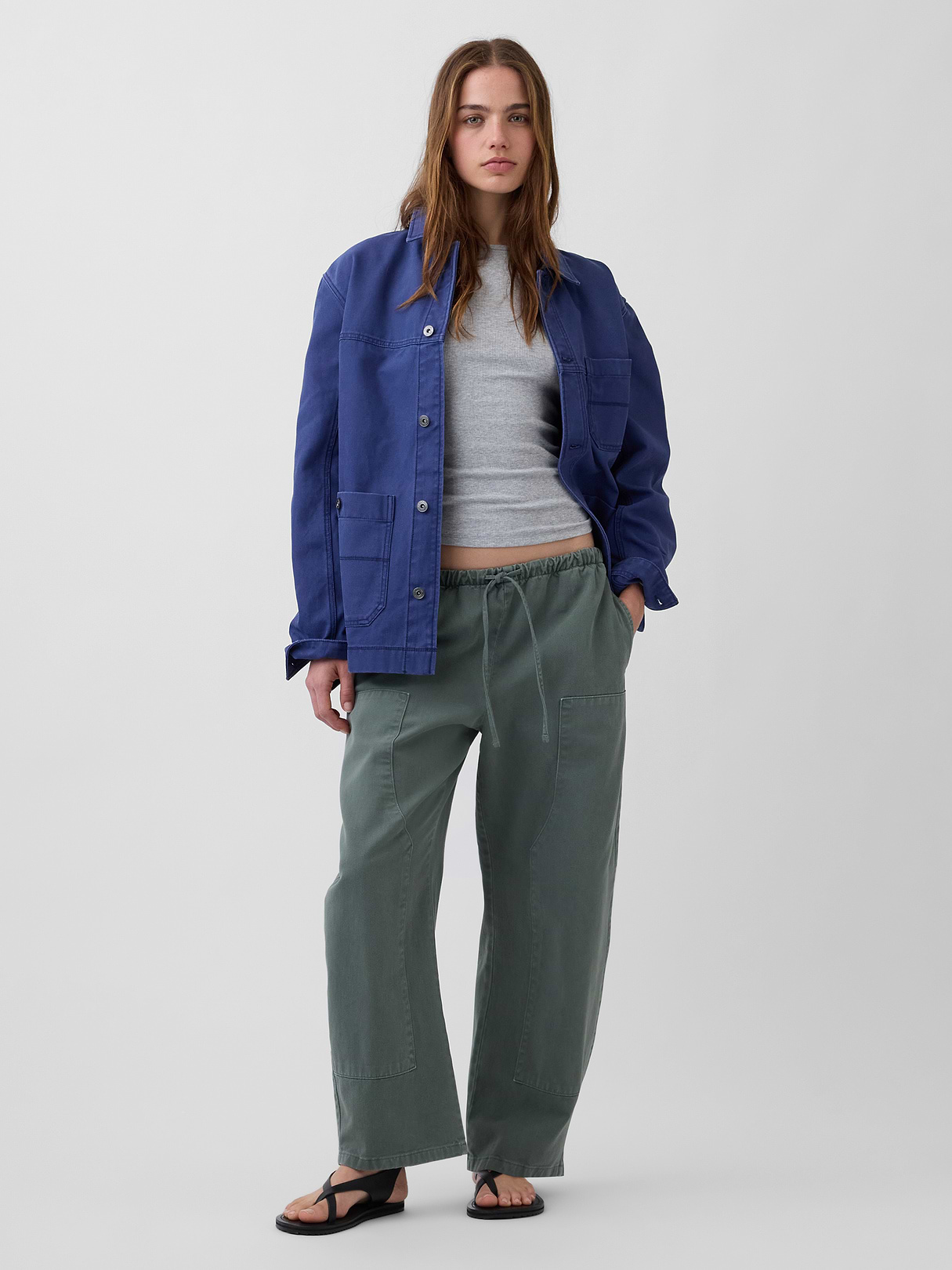 Easy Double-Knee Barrel Pants - District green