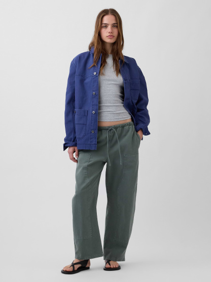 Easy Double-Knee Barrel Pants - District green