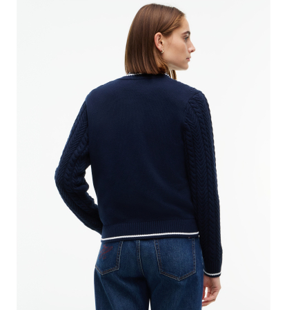 Tommy Hilfiger Women's Heritage Cable Long-Sleeve Cardigan Sweater - Dark Blue