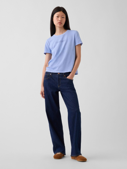 100% Cotton Authentic Shrunken T-Shirt - Heaven blue