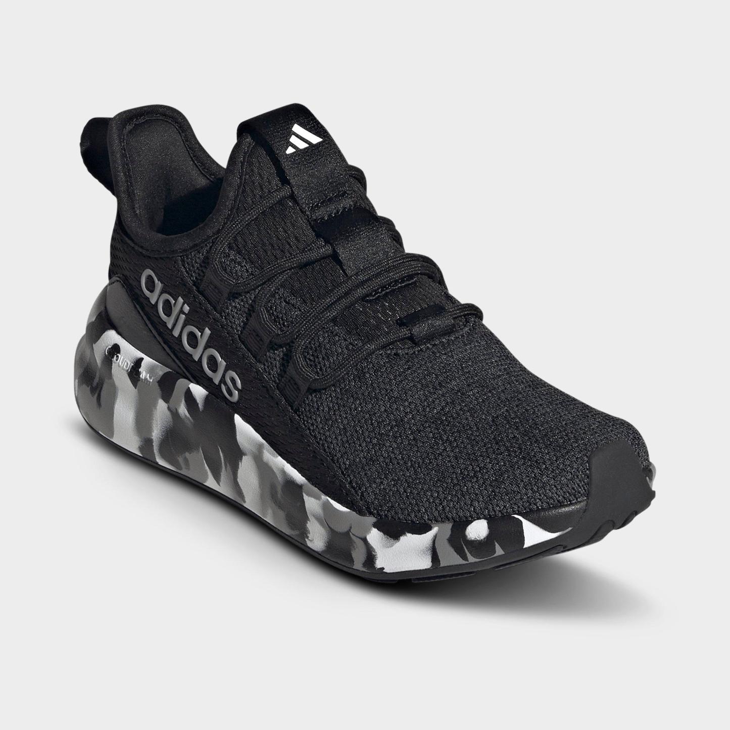 Girls' Little Kids' and Big Kids' adidas Lite Racer Adapt 8.0 Stretch Lace Casual Shoes - Part 2 - Core Black/Grey Three/Carbon - Both shoes facing left