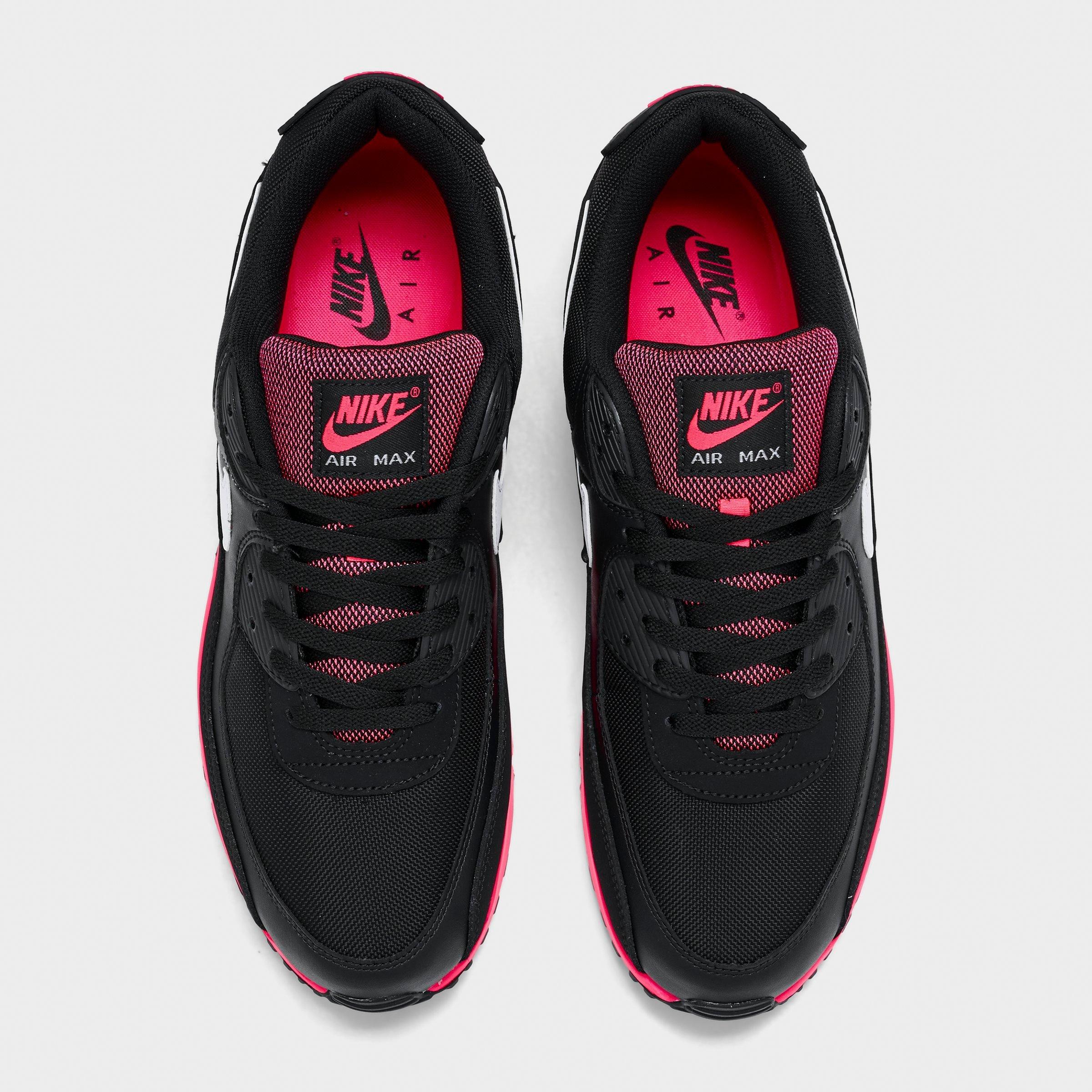 Men's Nithtke Air Max 90 Casual Shoes - Part 1 - Black/Racer Pink/White - Top view