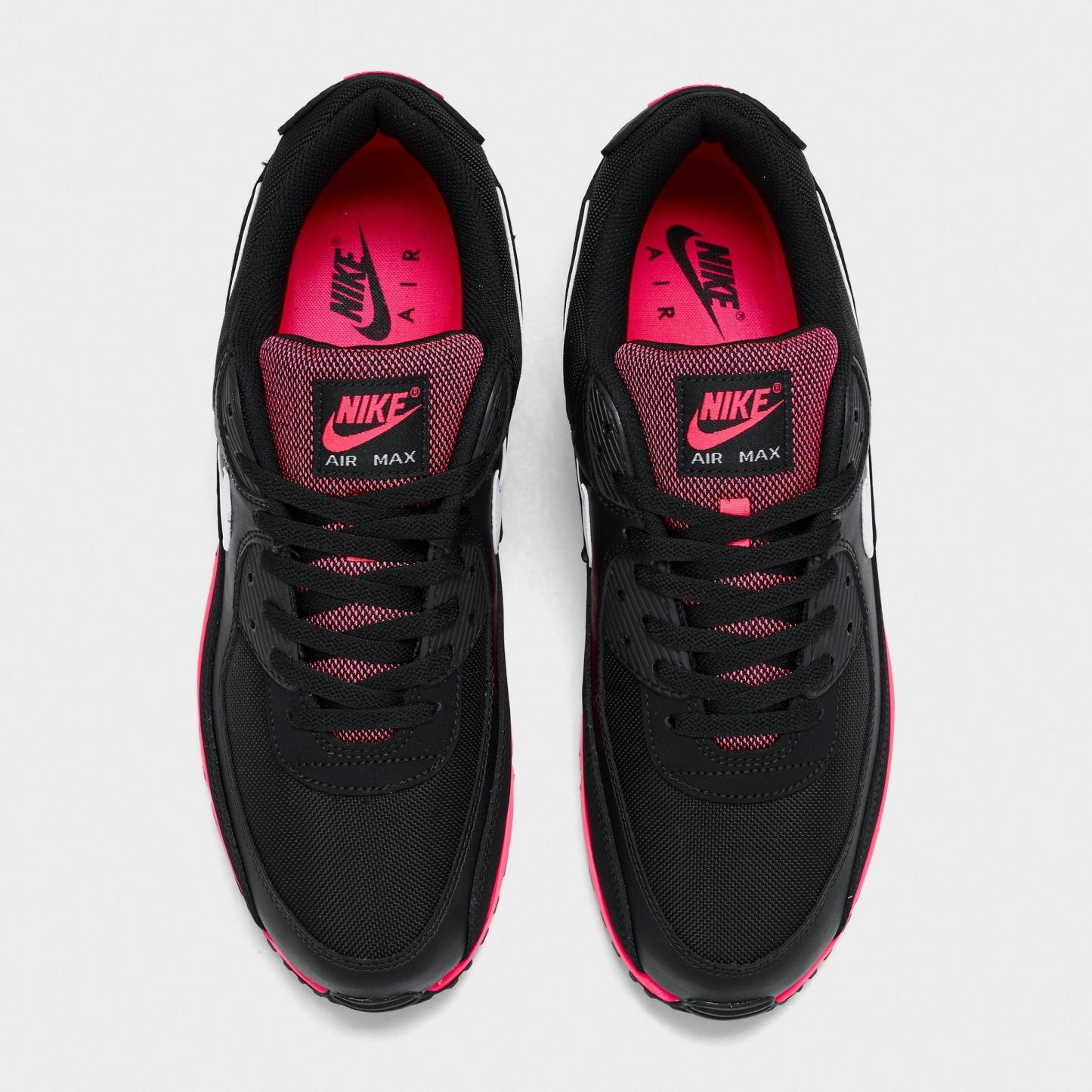 Men's Nithtke Air Max 90 Casual Shoes - Part 1 - Black/Racer Pink/White - Top view
