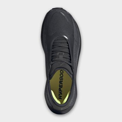 Men's adidas Hyperboost Edge Running Shoes - Part 2 - Carbon/Hi-Res Yellow/Grey - Top view