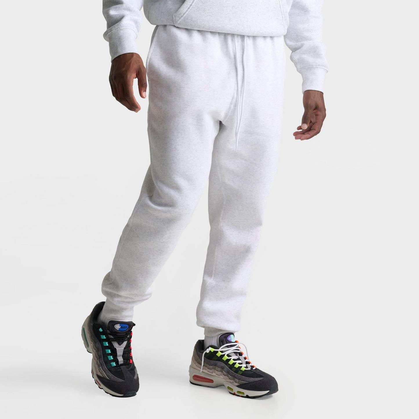 Men's Nike Club Fleece Premium Jogger Pants - Birch Heather/White