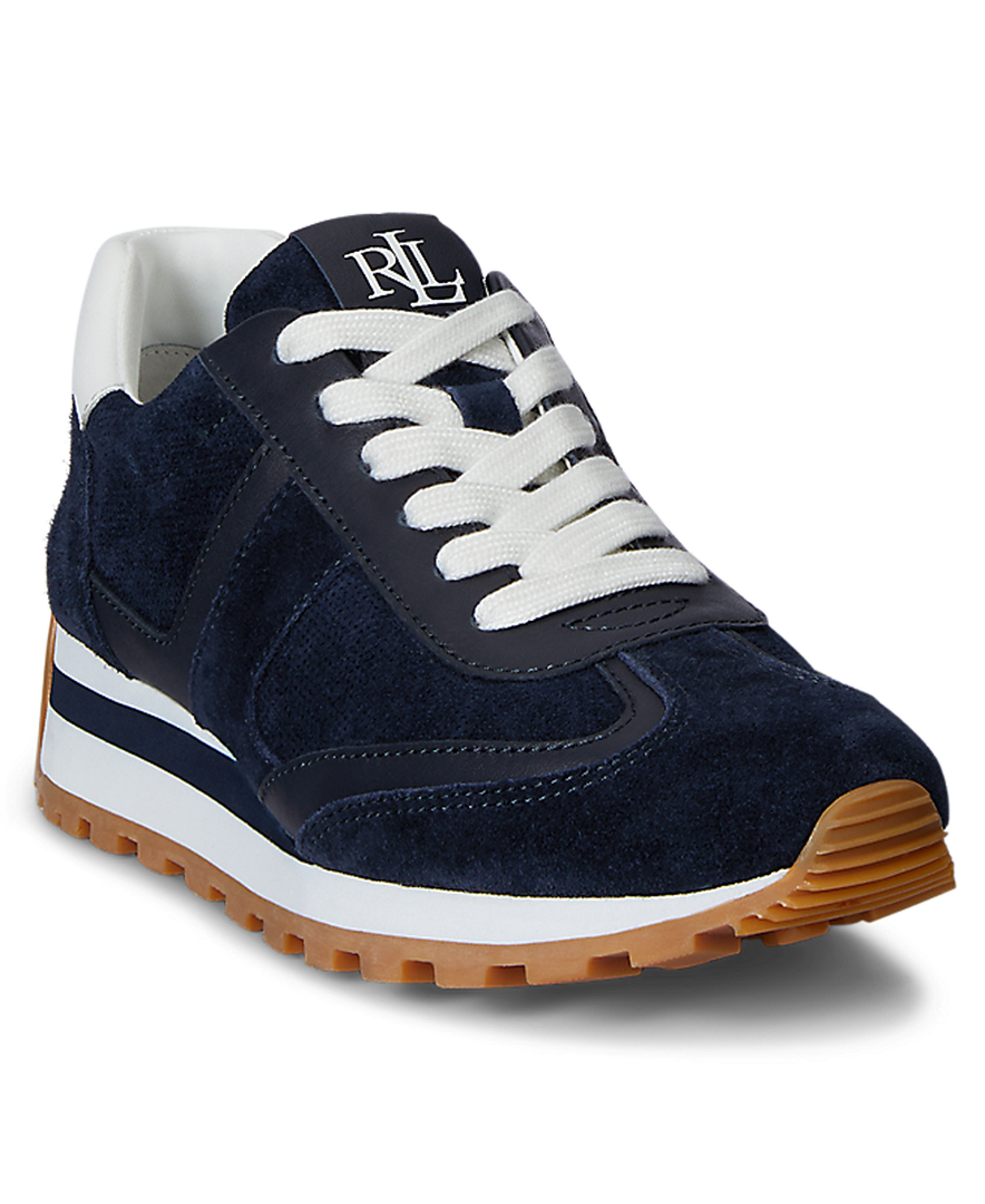 Lauren Ralph Lauren Women's Dani Lace-Up Sneakers - Lauren Navy Suede/Snow White
