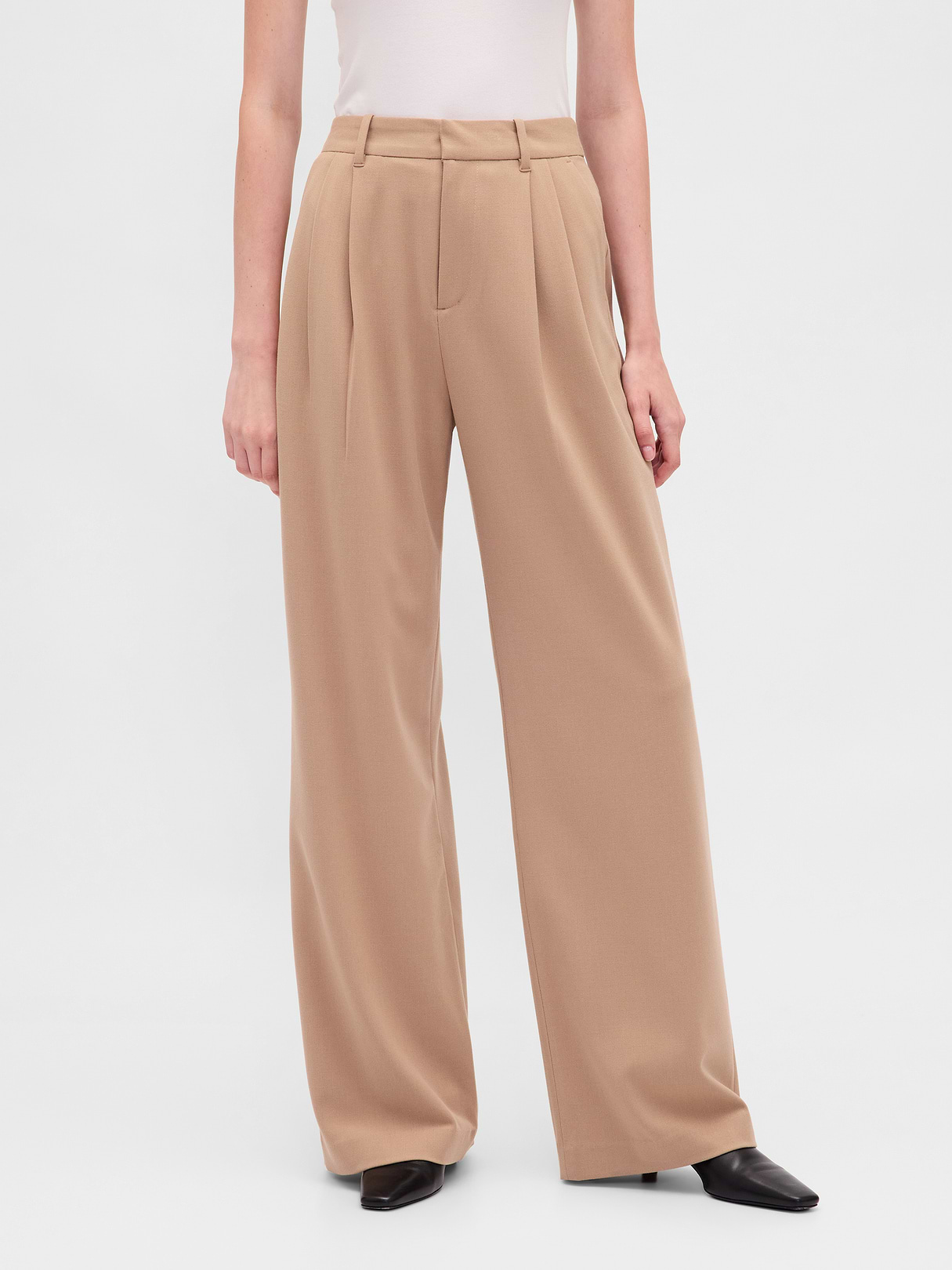 365 High Rise Pleated Trousers - Camel hair tan