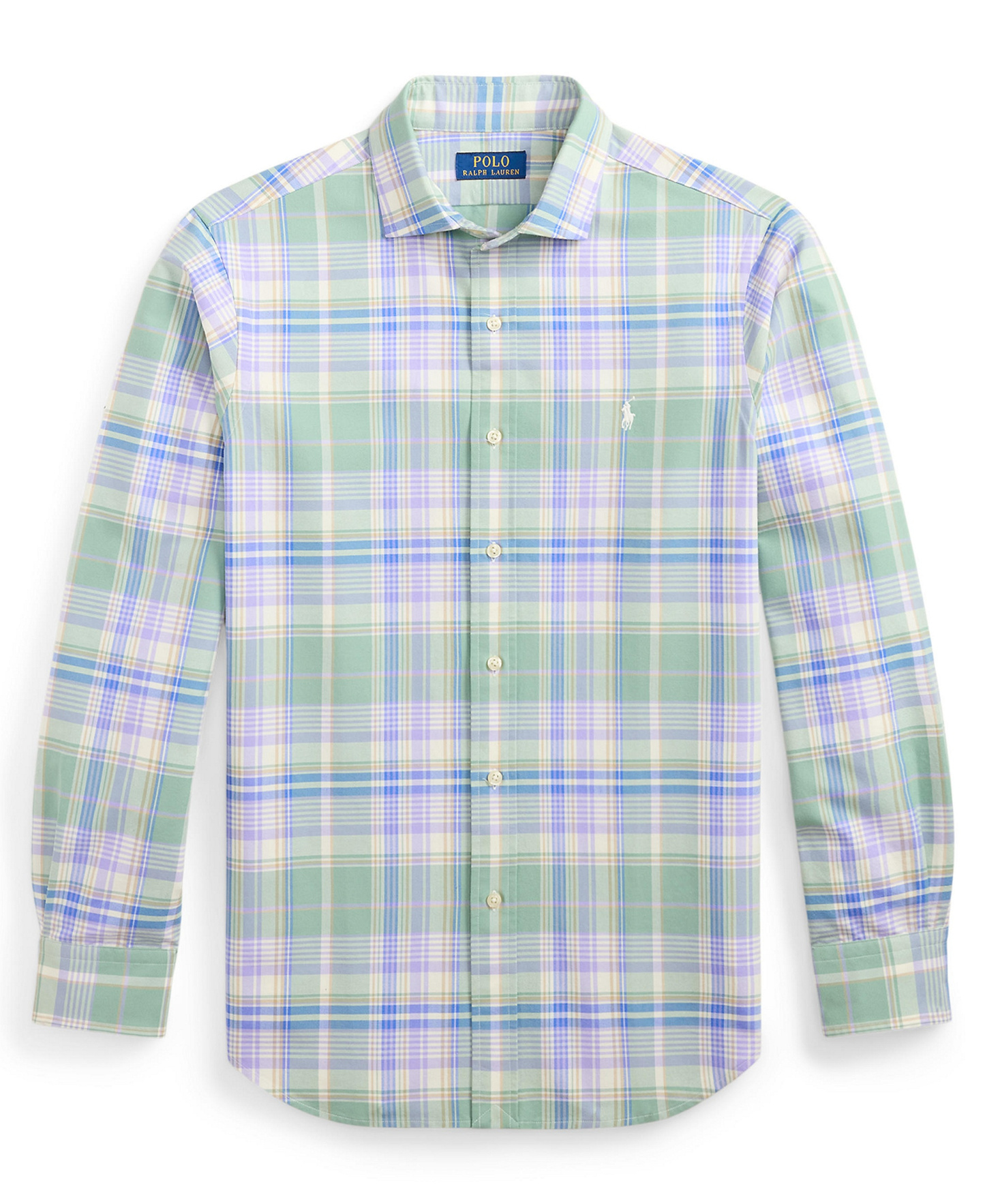 Polo Ralph Lauren Men's Classic-Fit Plaid Brushed Oxford Shirt - Faded Mint Lavender Multi