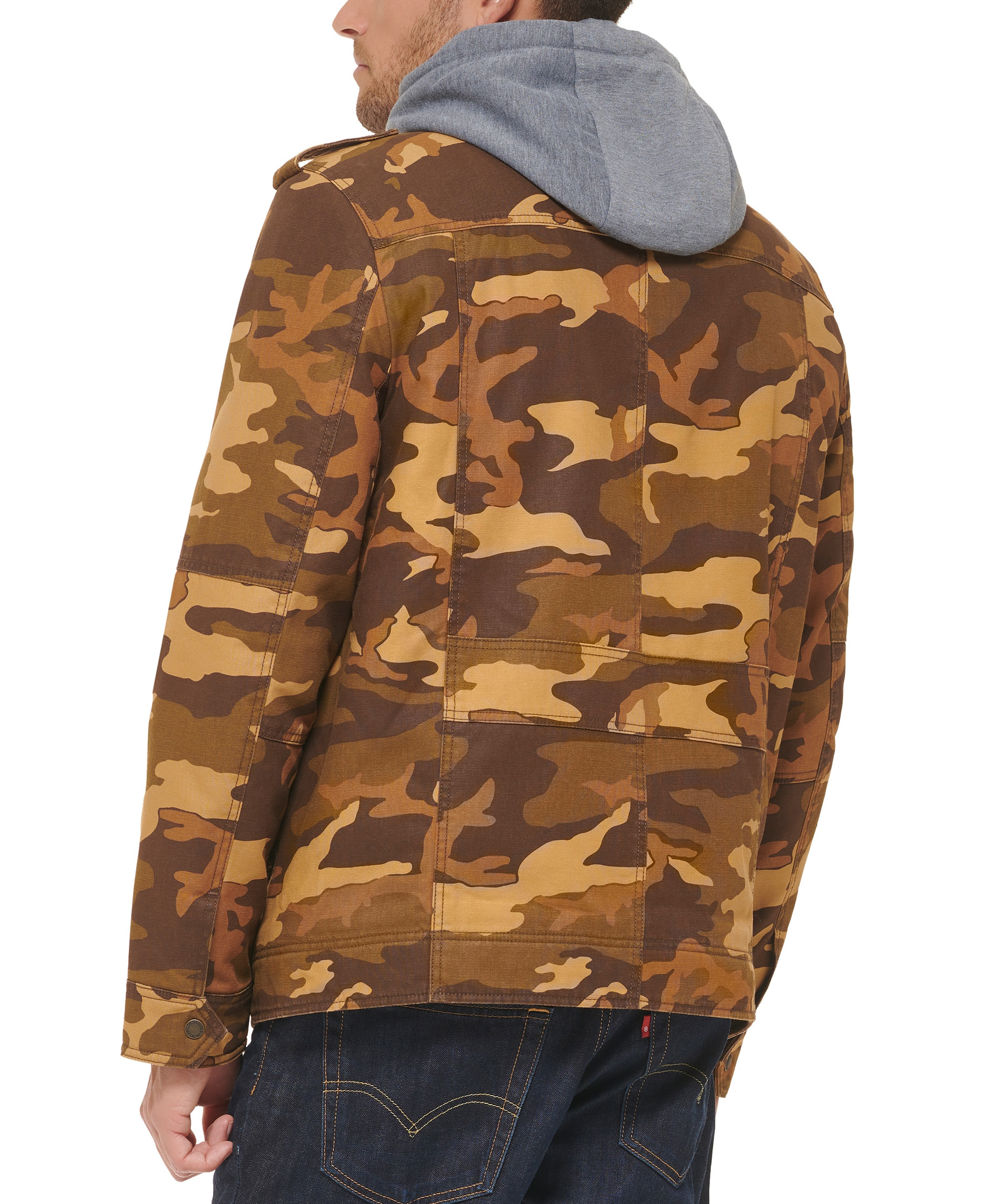 Levi's Men's Two Pocket Hooded Trucker Jacket - Brown Camo