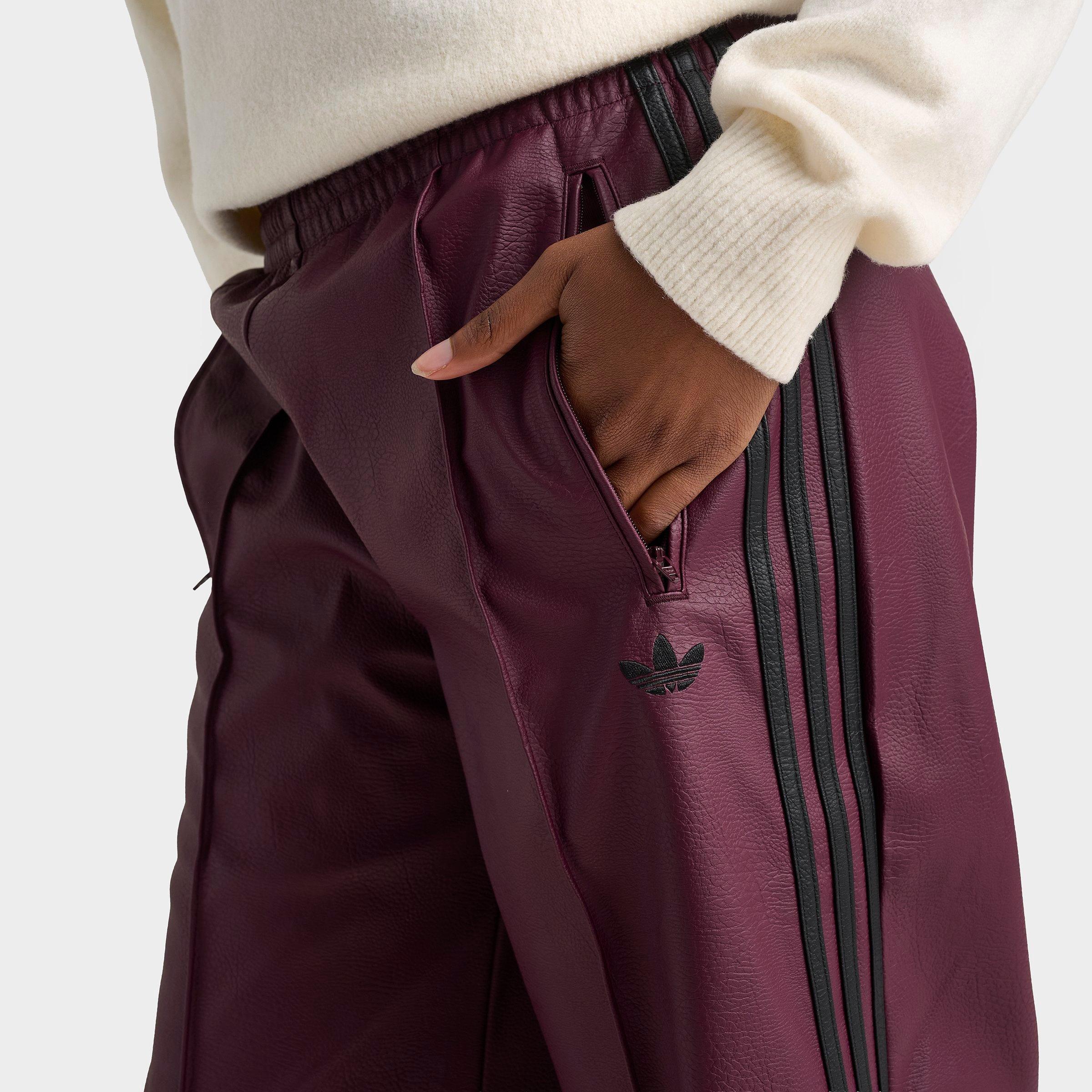 Women's adidas Originals Firebird Loose Pleather Pants - Maroon