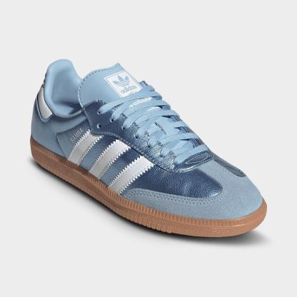 Big Kids' adidas Originals Samba OG Casual Shoes - Part 1 - Clear Sky/White/Gum - Both shoes facing left