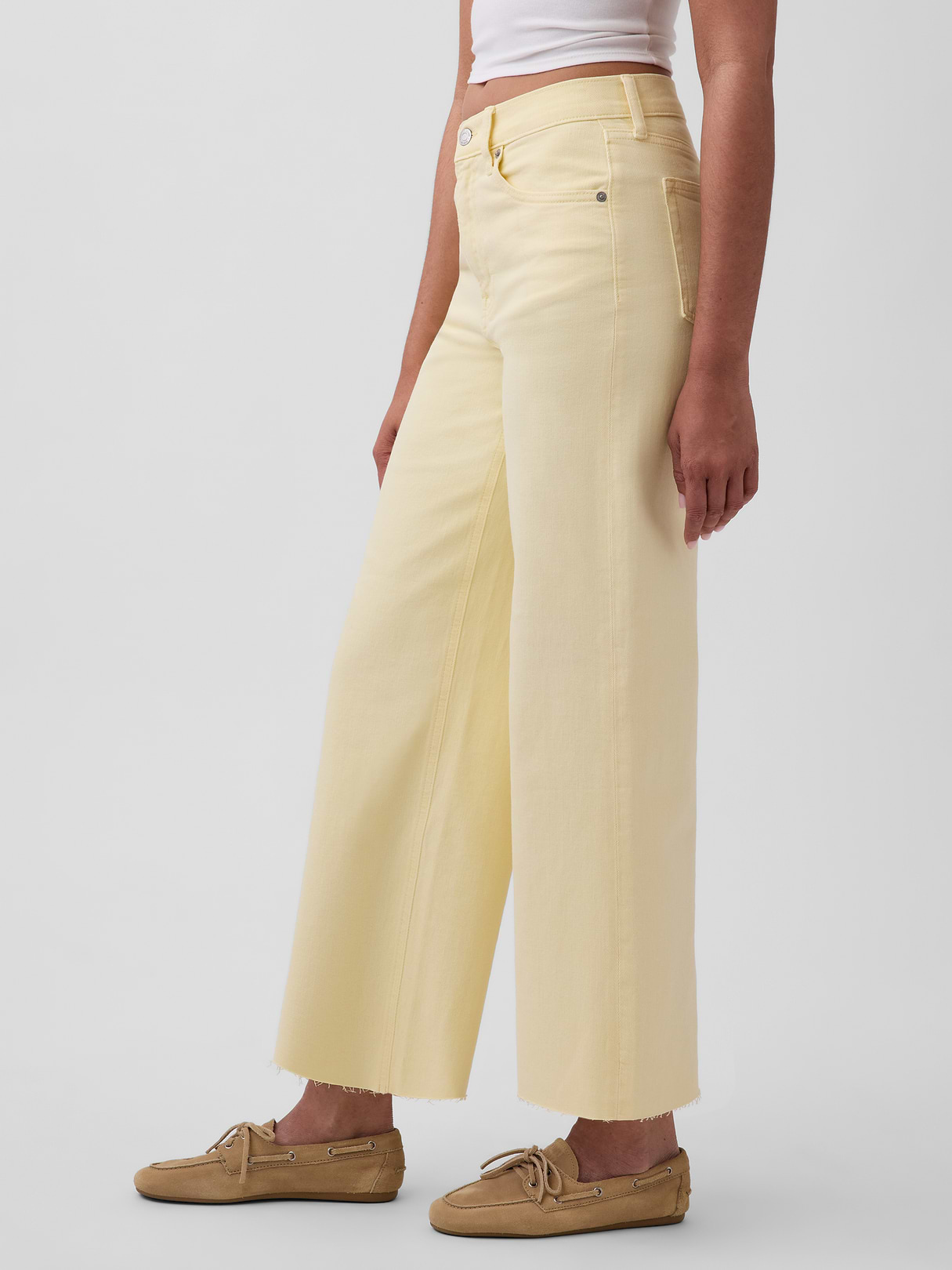 High Rise Stride Wide-Leg Ankle Jeans - Maize yellow