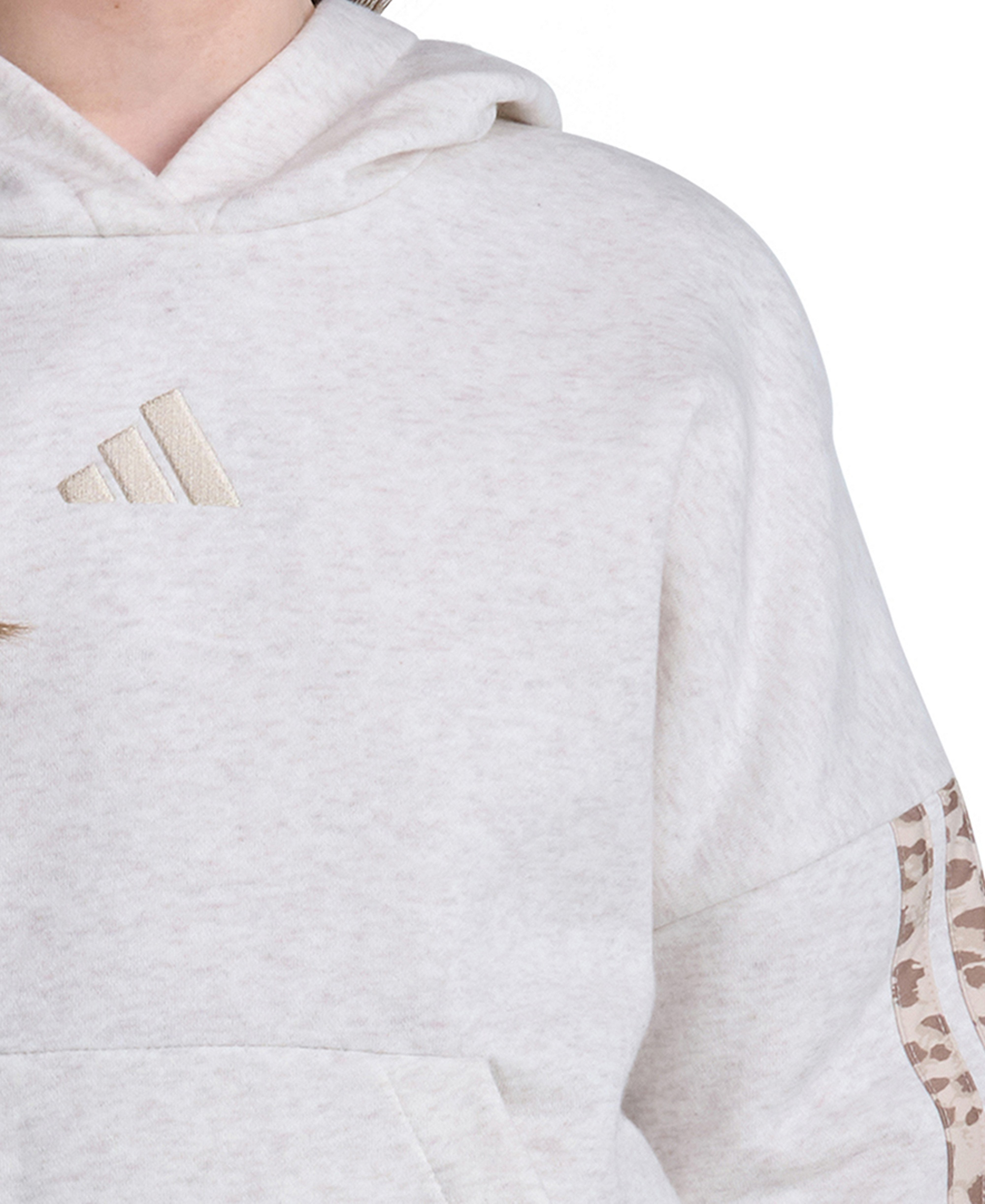 adidas Girls' 8-16 Long-Sleeve Embroidered Logo Hoodie - Oatmeal Heather