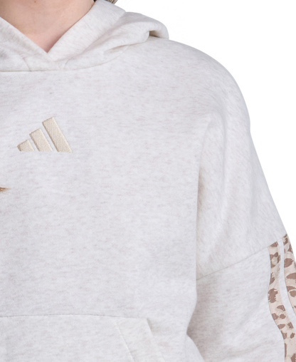 adidas Girls' 8-16 Long-Sleeve Embroidered Logo Hoodie - Oatmeal Heather
