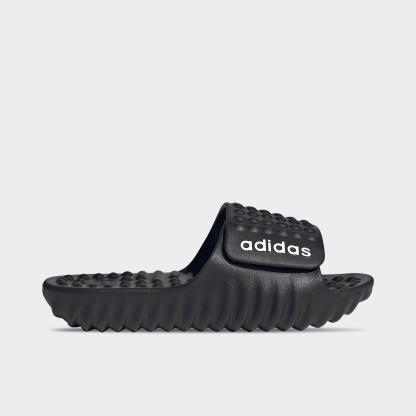 Big Kids' adidas adissage 360Rec Slide Sandals - Black/White - Left shoe facing left. Outside of the shoe.
