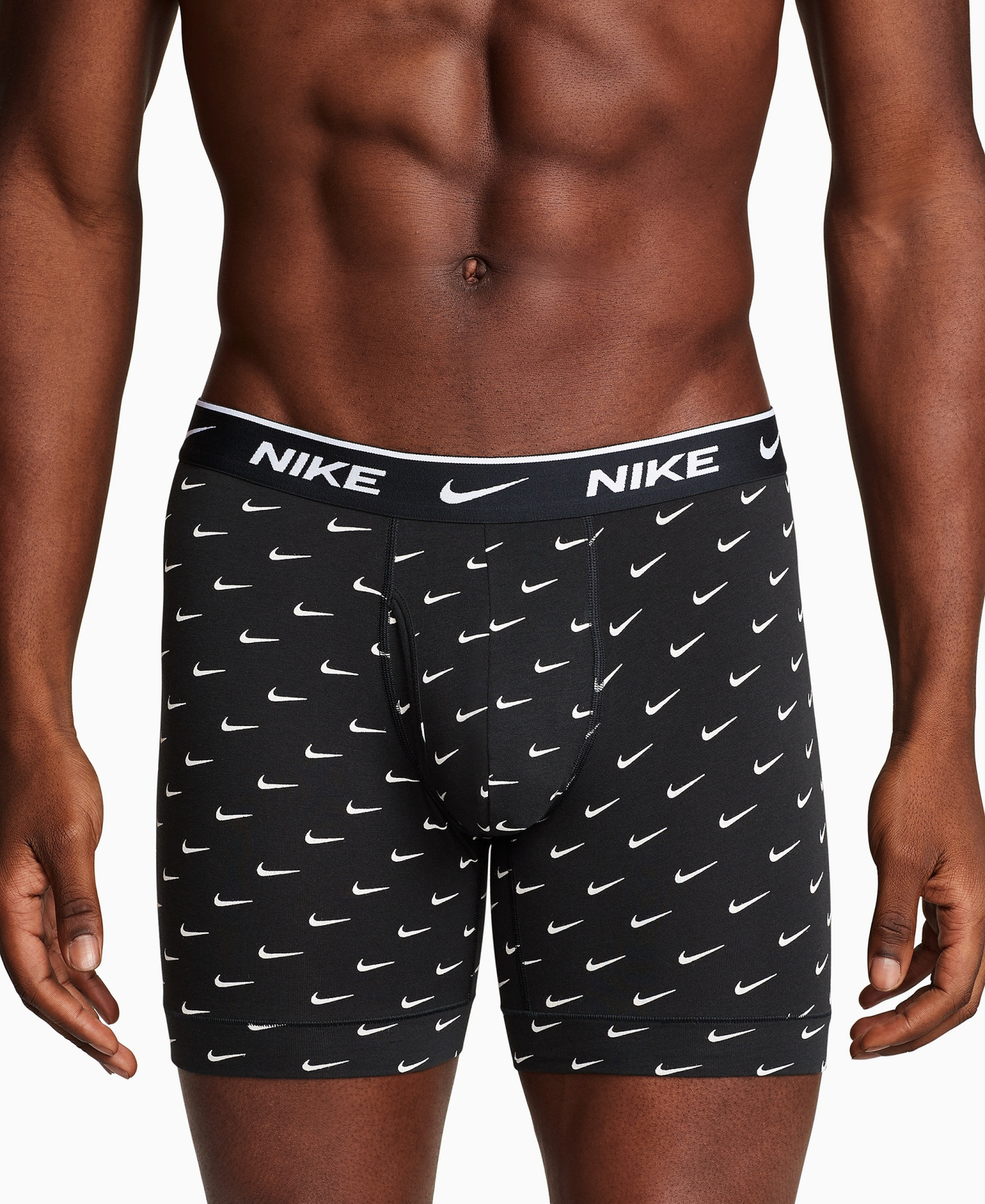 Nike Mens Dri-FIT Essential Cotton Stretch Boxer Briefs, 3-Pack - Swoosh Print/Cool Gray/uni Blue