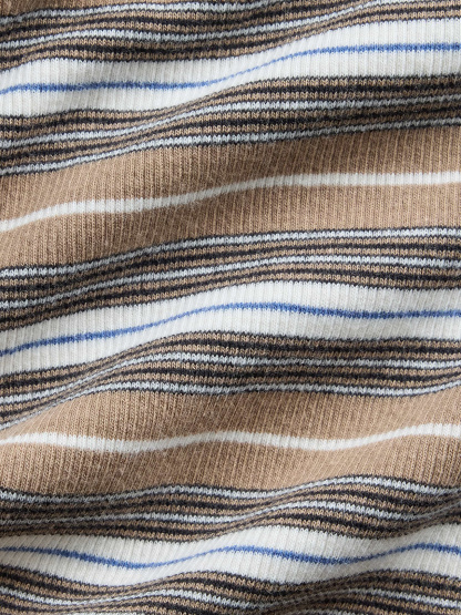 Modern Rib T-Shirt - Khaki tan stripe