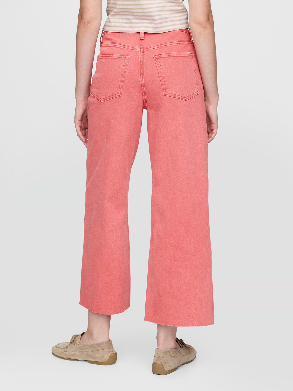 High Rise Stride Wide-Leg Ankle Jeans - Fresh coral pink