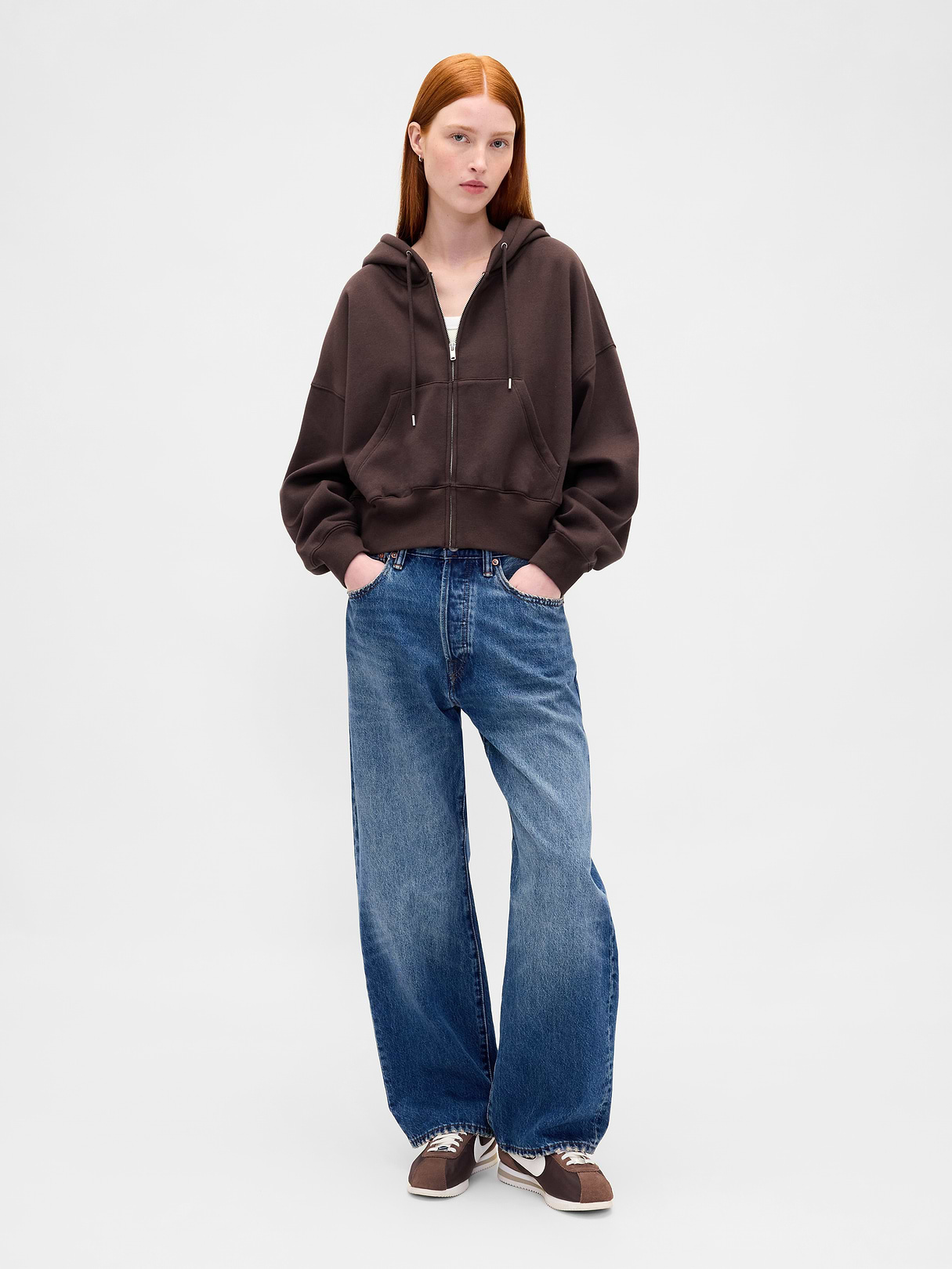 VintageSoft Wedge Zip Hoodie - Terra brown