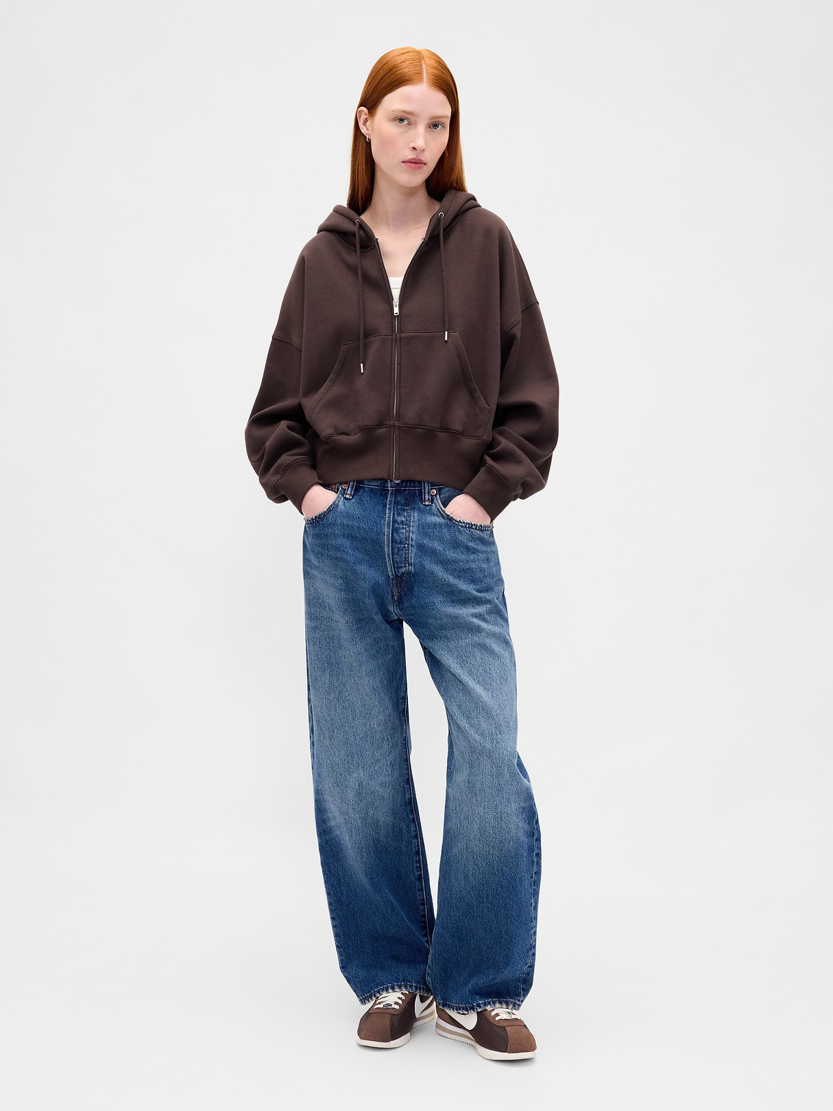 VintageSoft Wedge Zip Hoodie - Terra brown