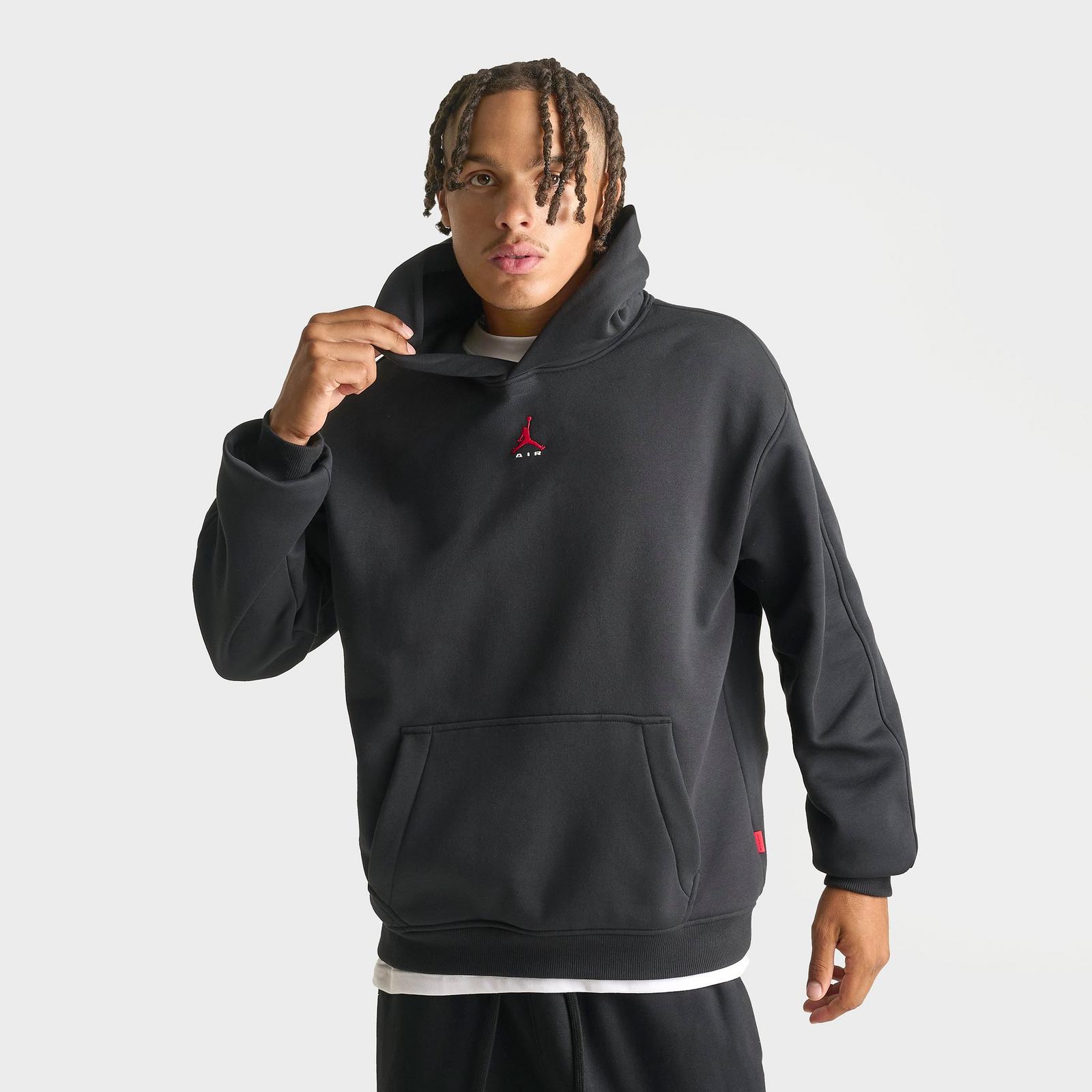 Men's Jordan Brooklyn Statement Pullover Hoodie - Black/University Red - view 3