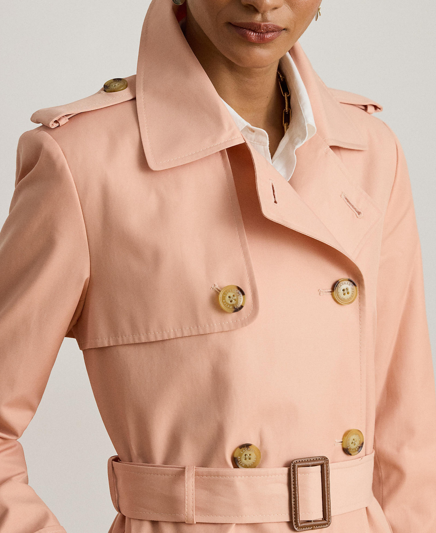 Lauren Ralph Lauren Women's Double-Breasted Belted Trench Coat, Created for Macy's - Pink Rhodonite