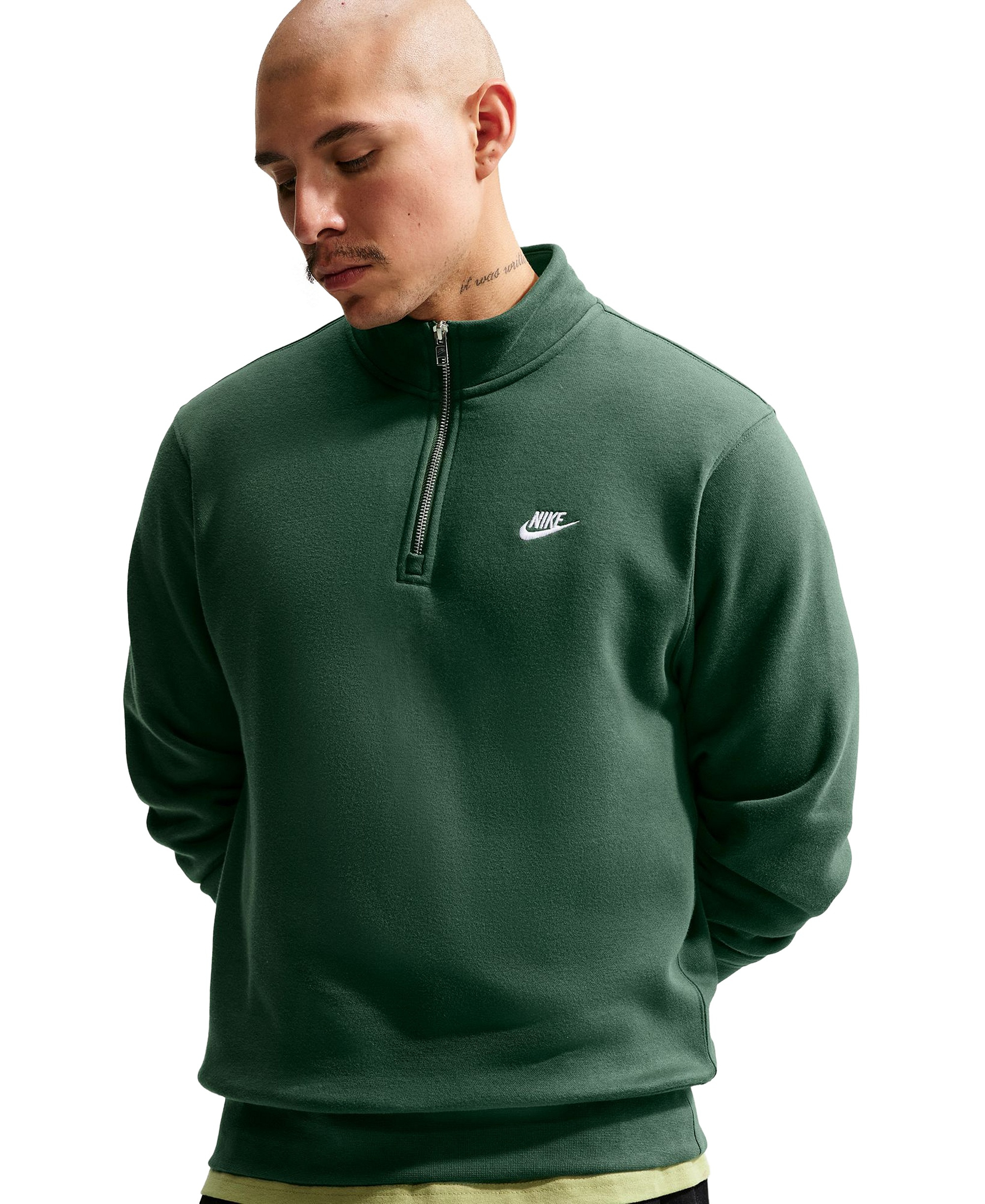 Nike Men's Sportswear Club Half-Zip Fleece Sweatshirt - Fir/White