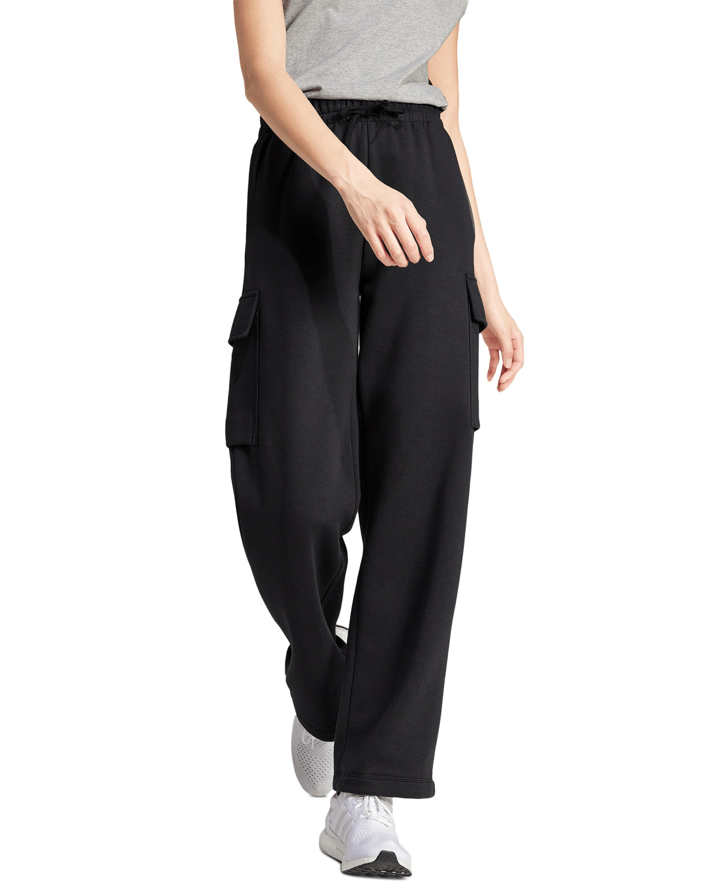 adidas Women's Essentials Fleece Cargo Sweatpants - Black/white