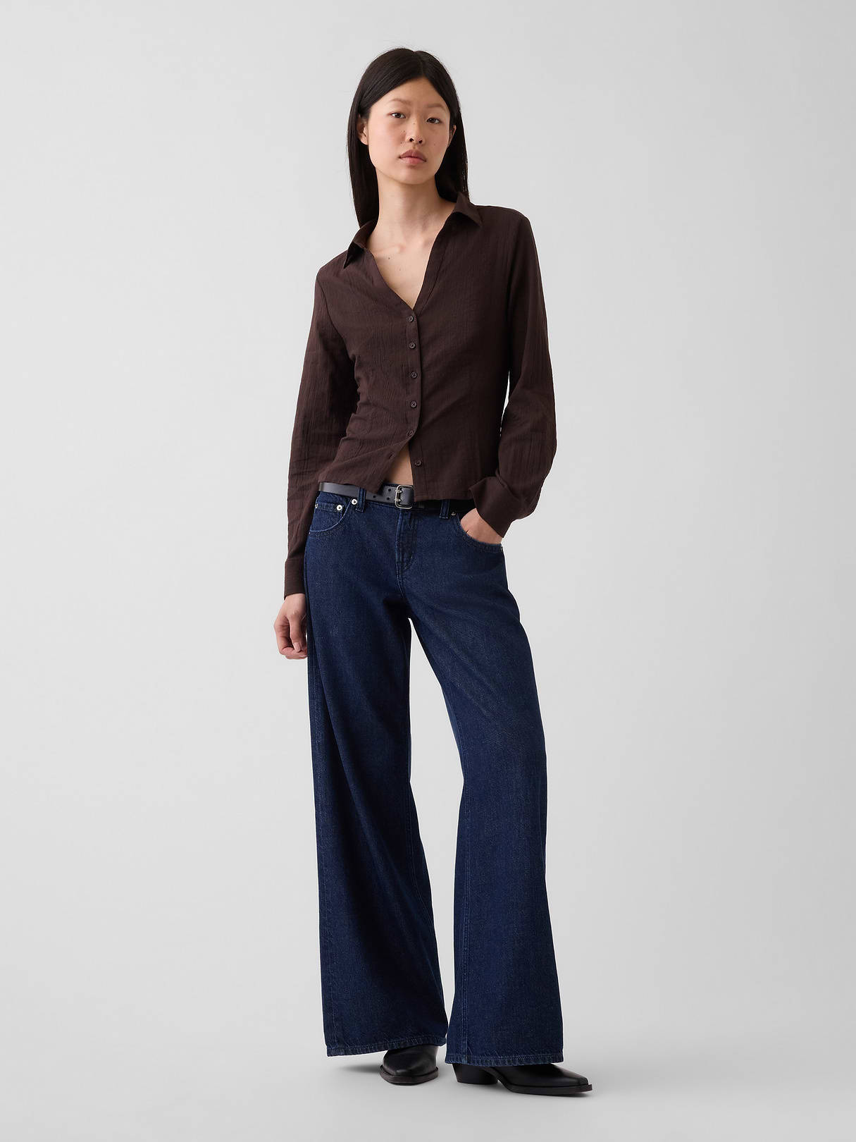 Textured Dobby Fitted Shirt - Terra brown
