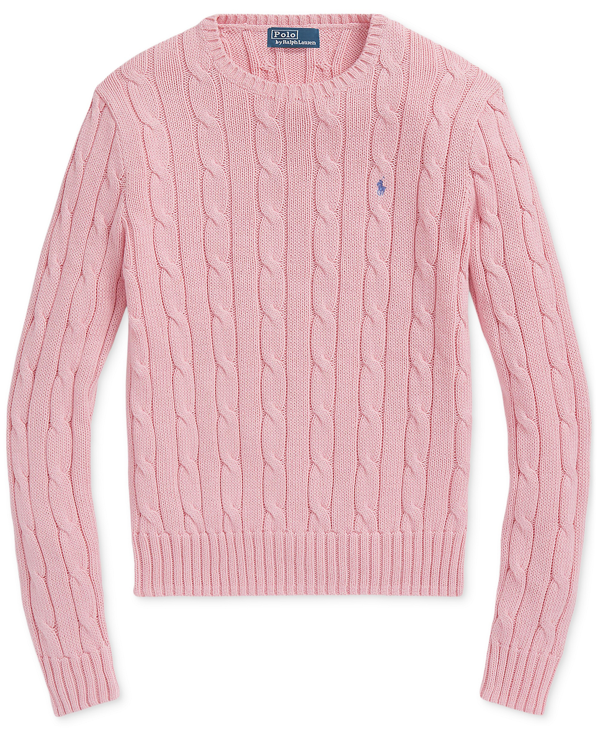 Polo Ralph Lauren Women's Cable-Knit Cotton Crewneck Sweater - Carmel Pink