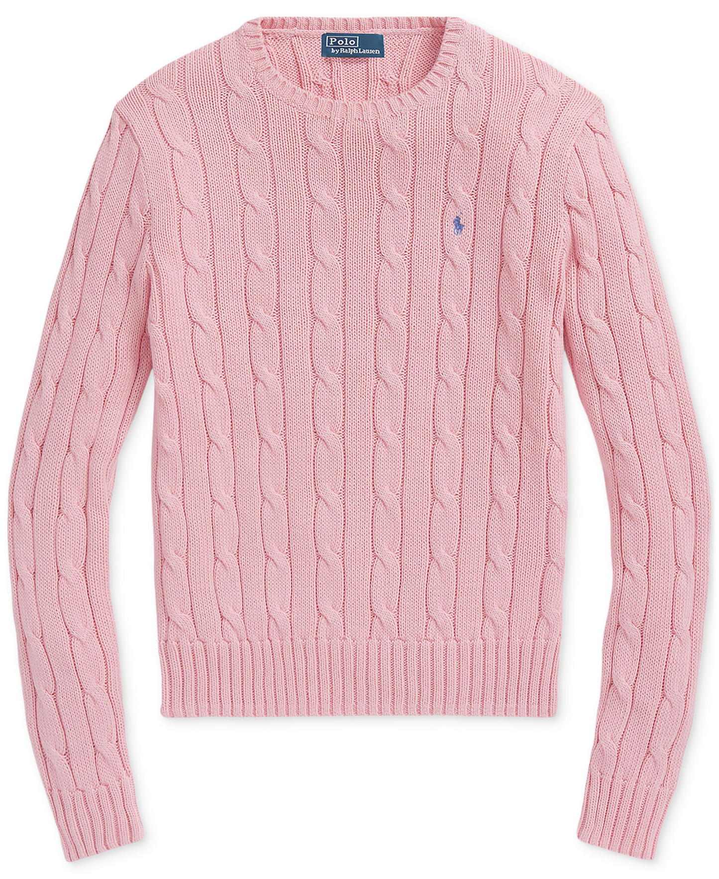 Polo Ralph Lauren Women's Cable-Knit Cotton Crewneck Sweater - Carmel Pink
