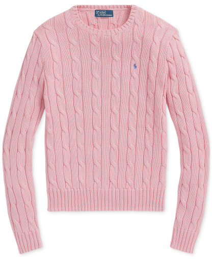 Polo Ralph Lauren Women's Cable-Knit Cotton Crewneck Sweater - Carmel Pink