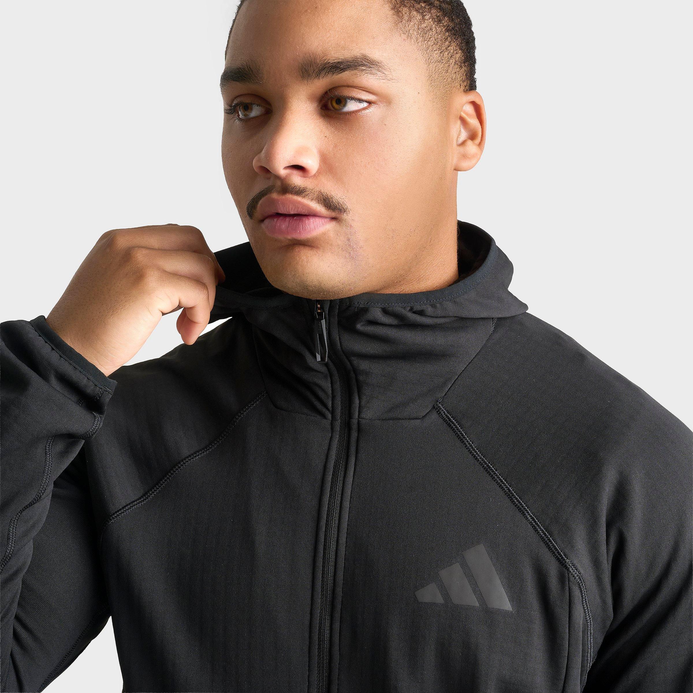 Men's adidas TERREX Xperior Climawarm+ Ventknit Fleece Full-Zip Hooded Jacket - Black