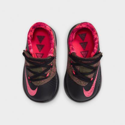 Kids' Toddler Nithtke KD 6 Basketball Shoes - Black/Atomic Red/Medium Olive/Noble Red - Top view
