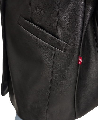 Levi's Women's Single-Breasted Faux-Leather Blazer - Black