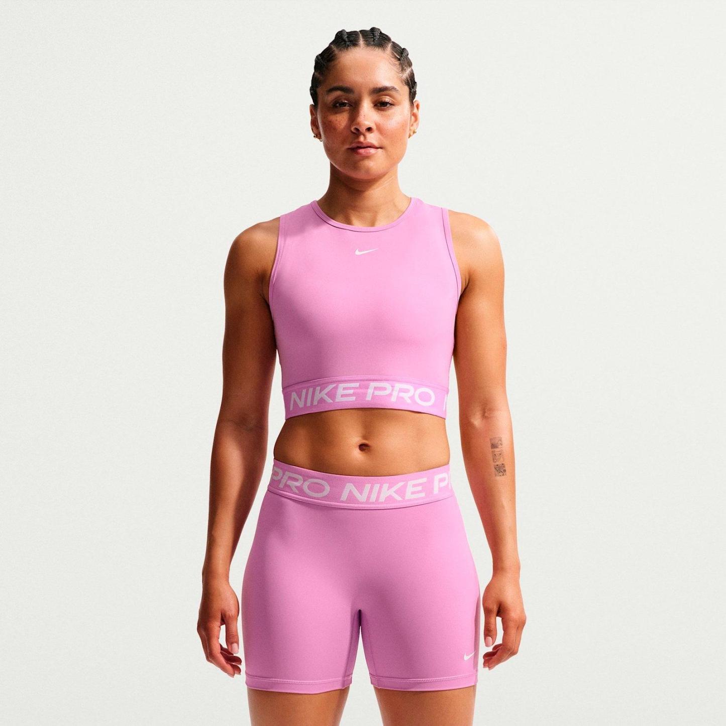 Women's Nithtke Pro Dri-FIT Crop Tank - Light Magenta/White