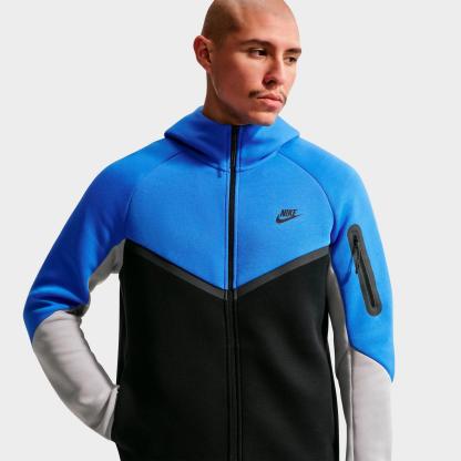 Men's Nike Tech Fleece Windrunner Full-Zip Hoodie - Obsidian/Black (HV0949-453)