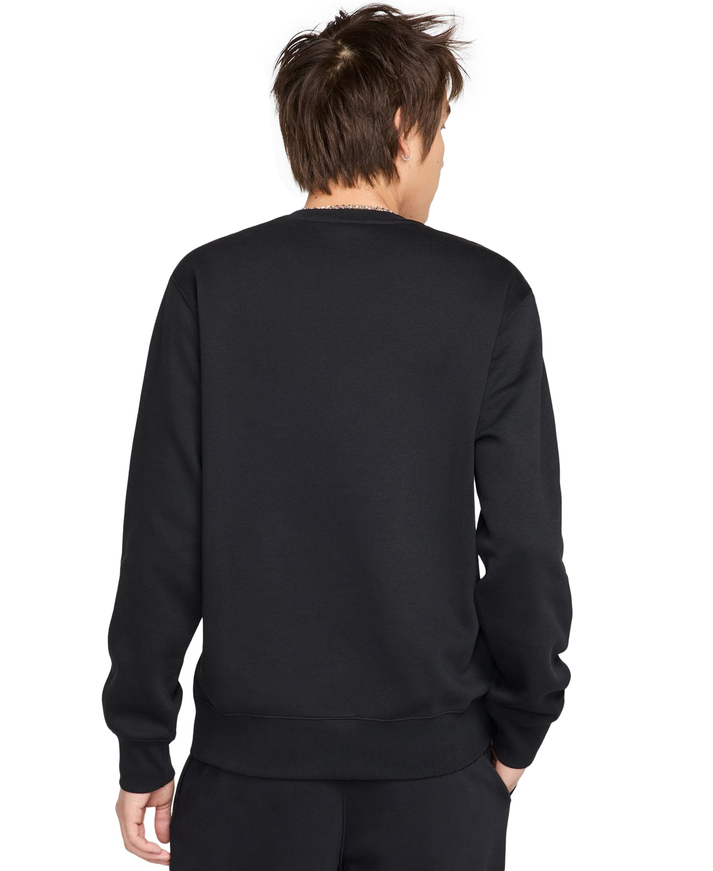 Nike Men's Club Fleece Crewneck Logo Sweatshirt - Black/White