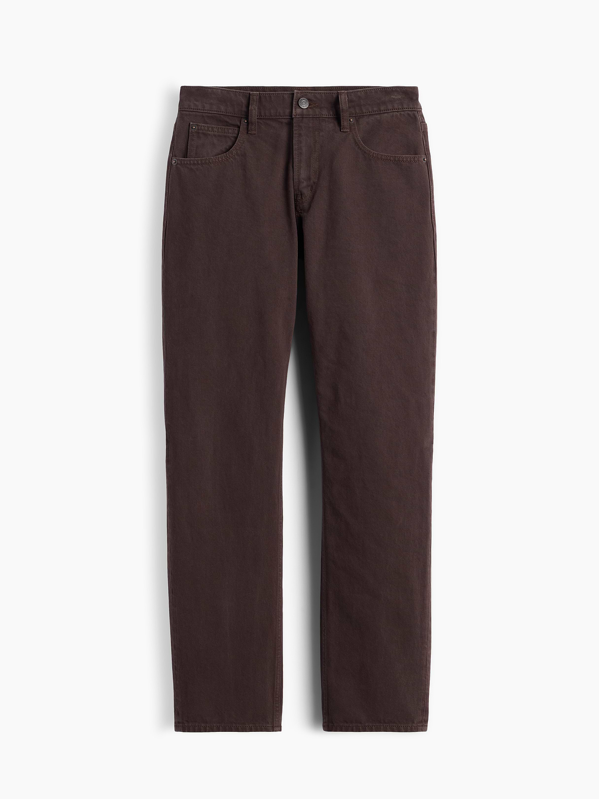 Mid Rise Straight Taper Jeans - Dark brown