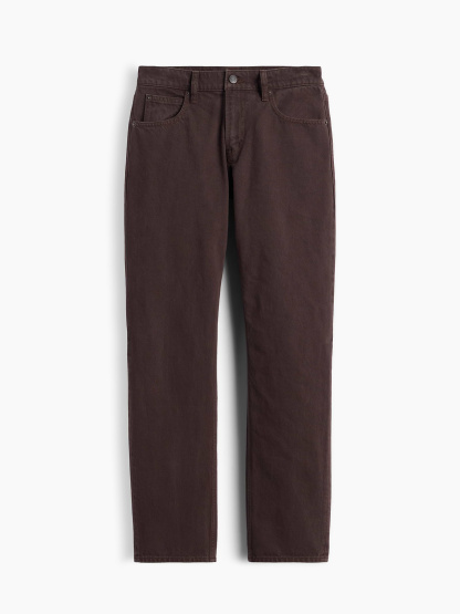 Mid Rise Straight Taper Jeans - Dark brown