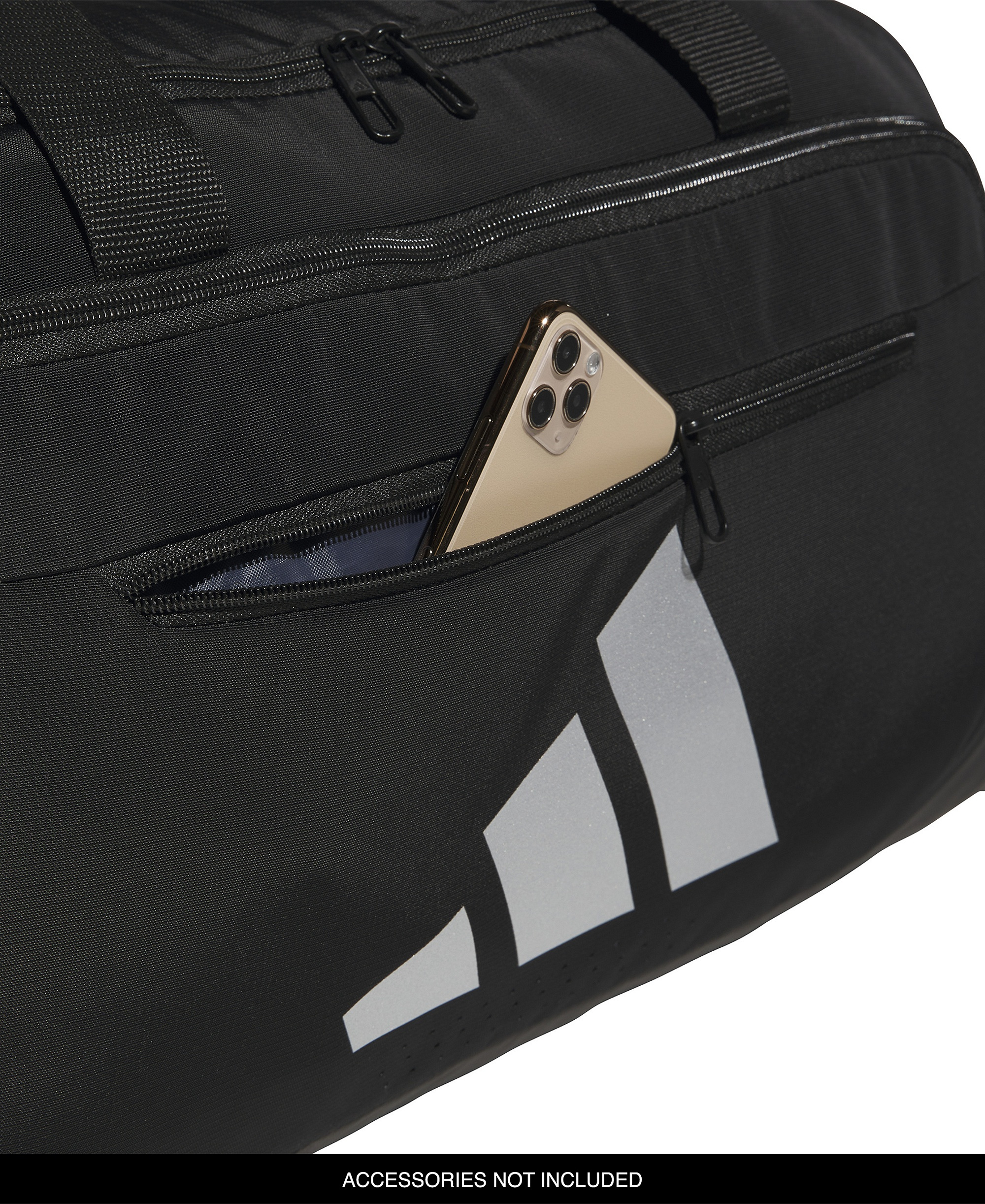 adidas Men's Medium Defender Logo Duffel Bag - Black/Silver