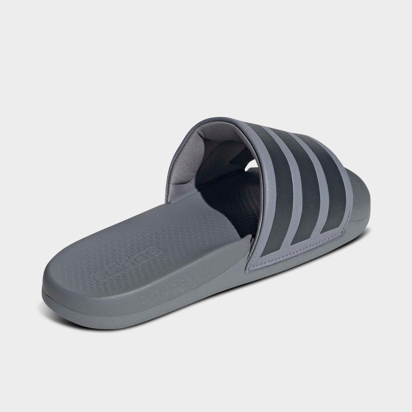 Women's adidas Adilette Comfort 2.0 Slide Sandals - Grey/Carbon/Grey Three - Back view