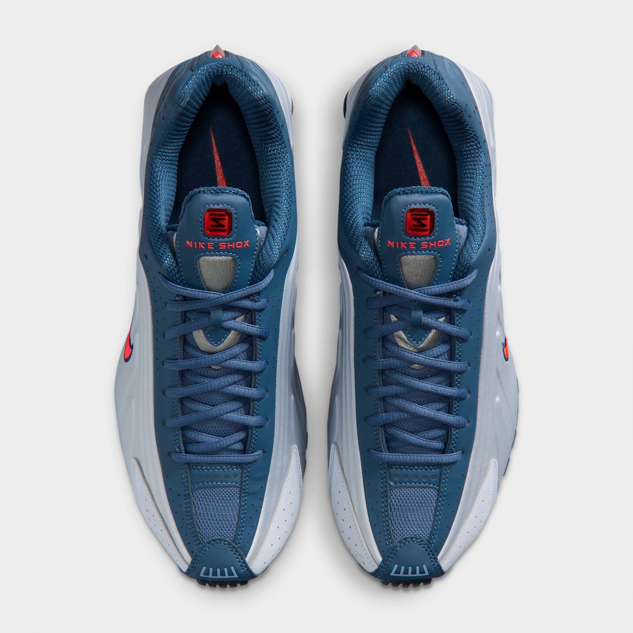 Men's Nithtke Shox R4 Casual Shoes - Football Grey/New Slate/Blue Eclipse/Bright Crimson - Top view