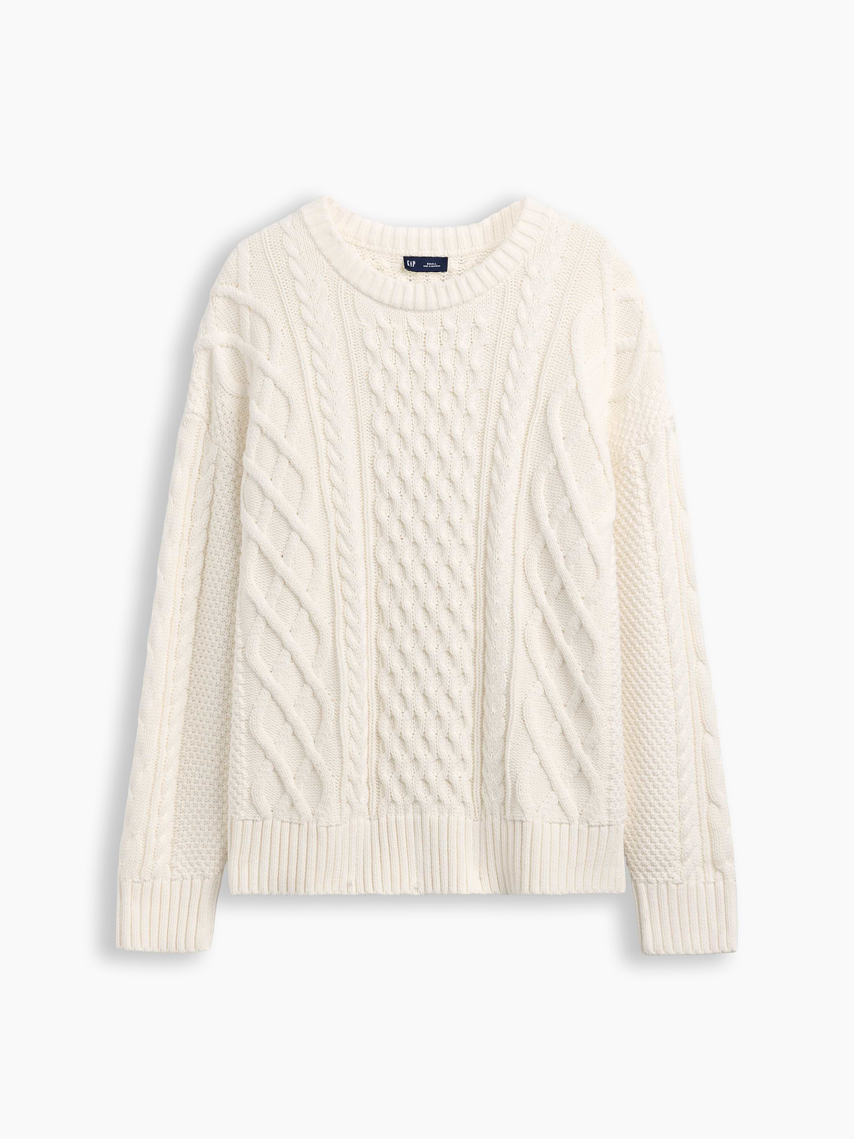 100% Cotton Cable-Knit Oversized Sweater - Ivory beige frost