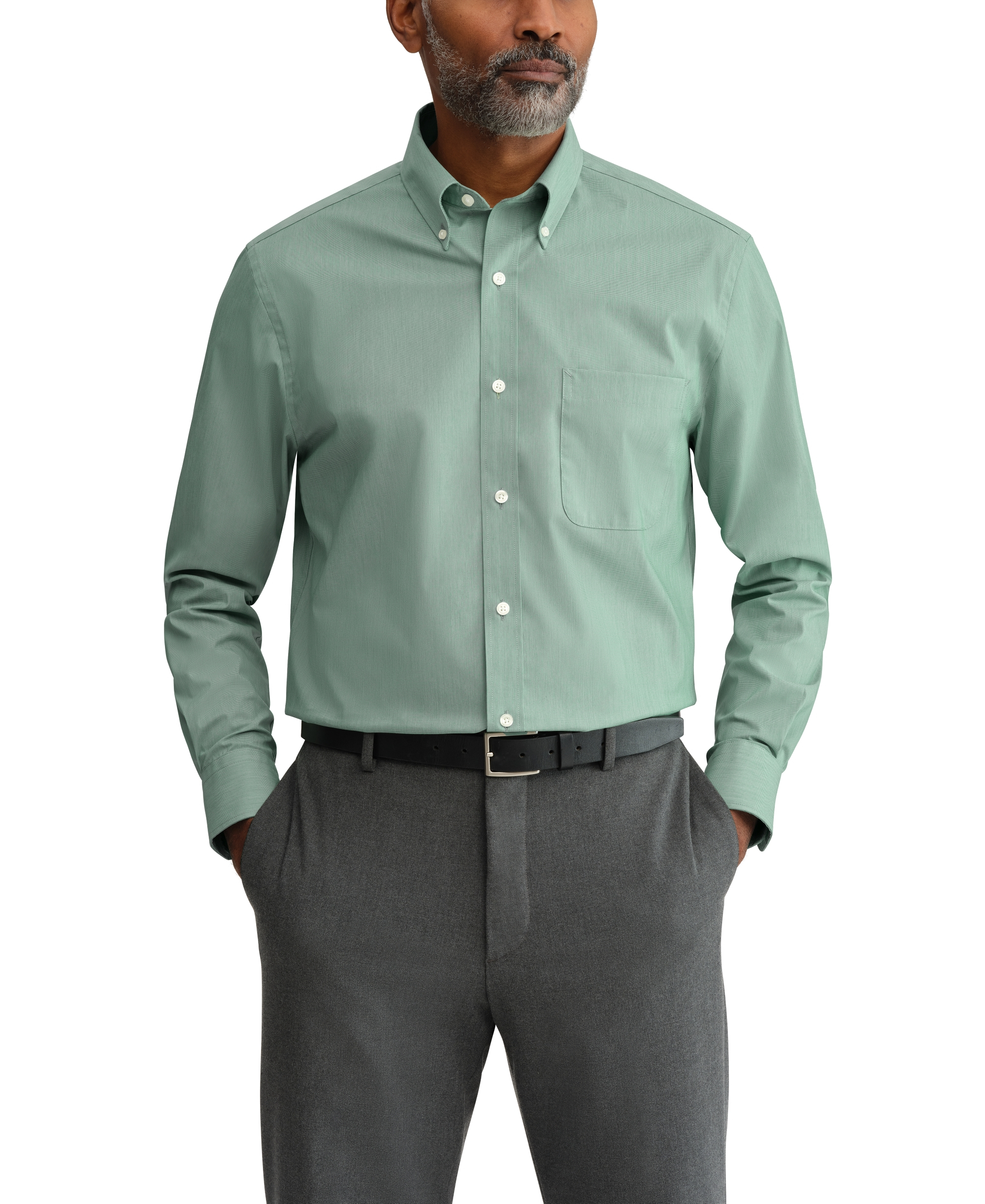 Tommy Hilfiger Men's Regular Fit Wrinkle Resistant Stretch Dress Shirt - Pine