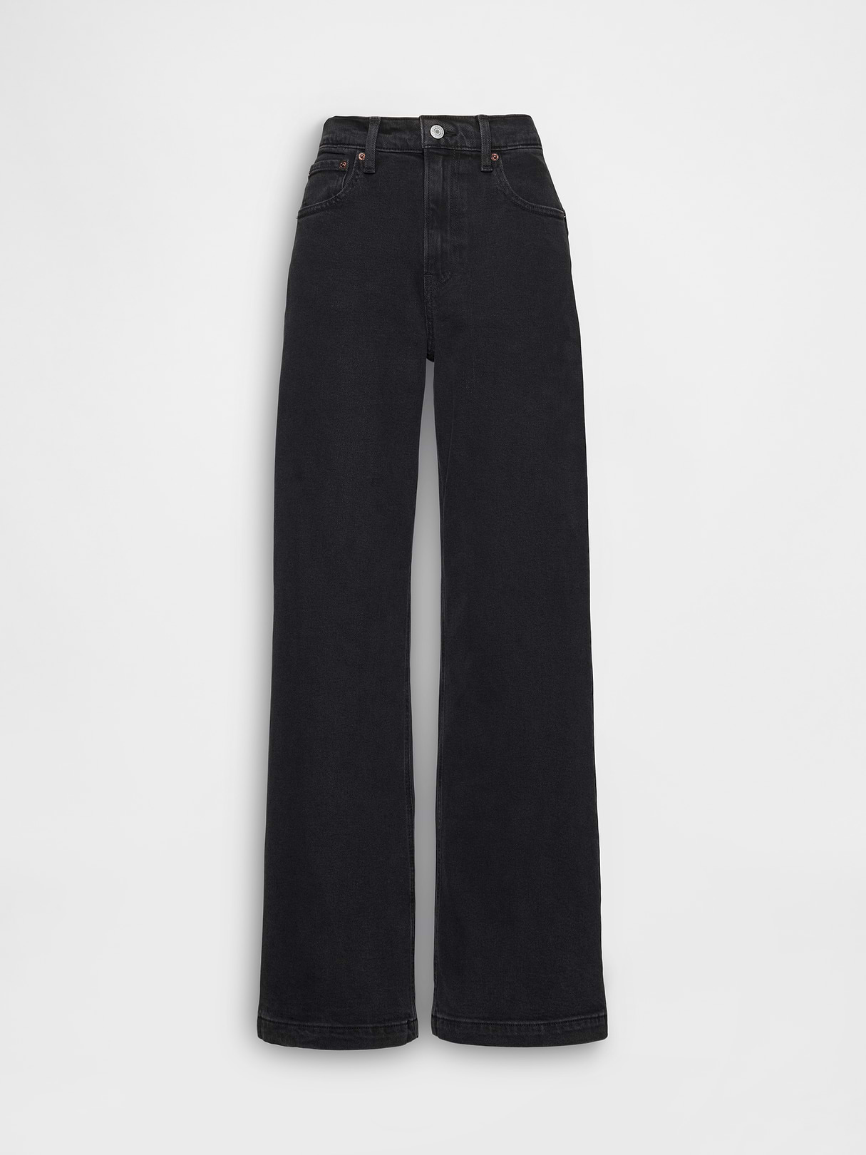 High Rise Stride Wide-Leg Jeans - Washed black