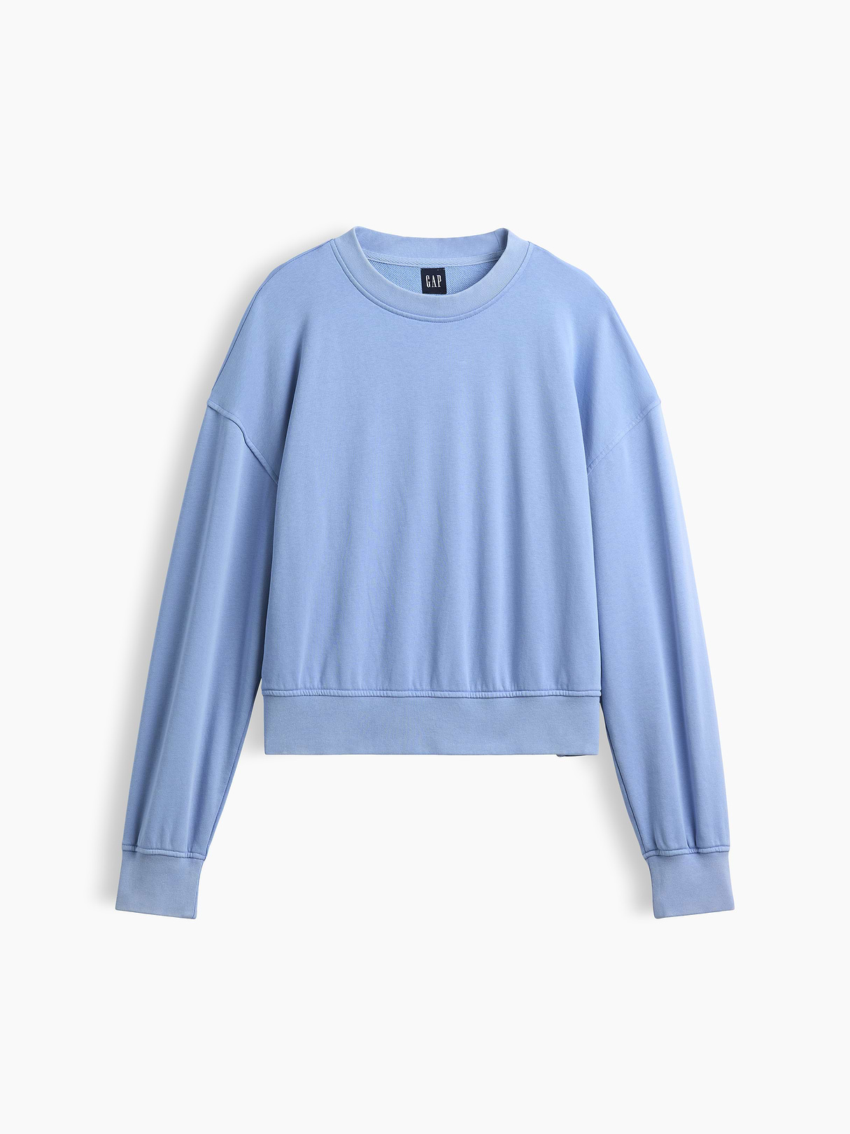 VintageSoft Terry Oversized Wedge Side-Slit Sweatshirt - Light blue