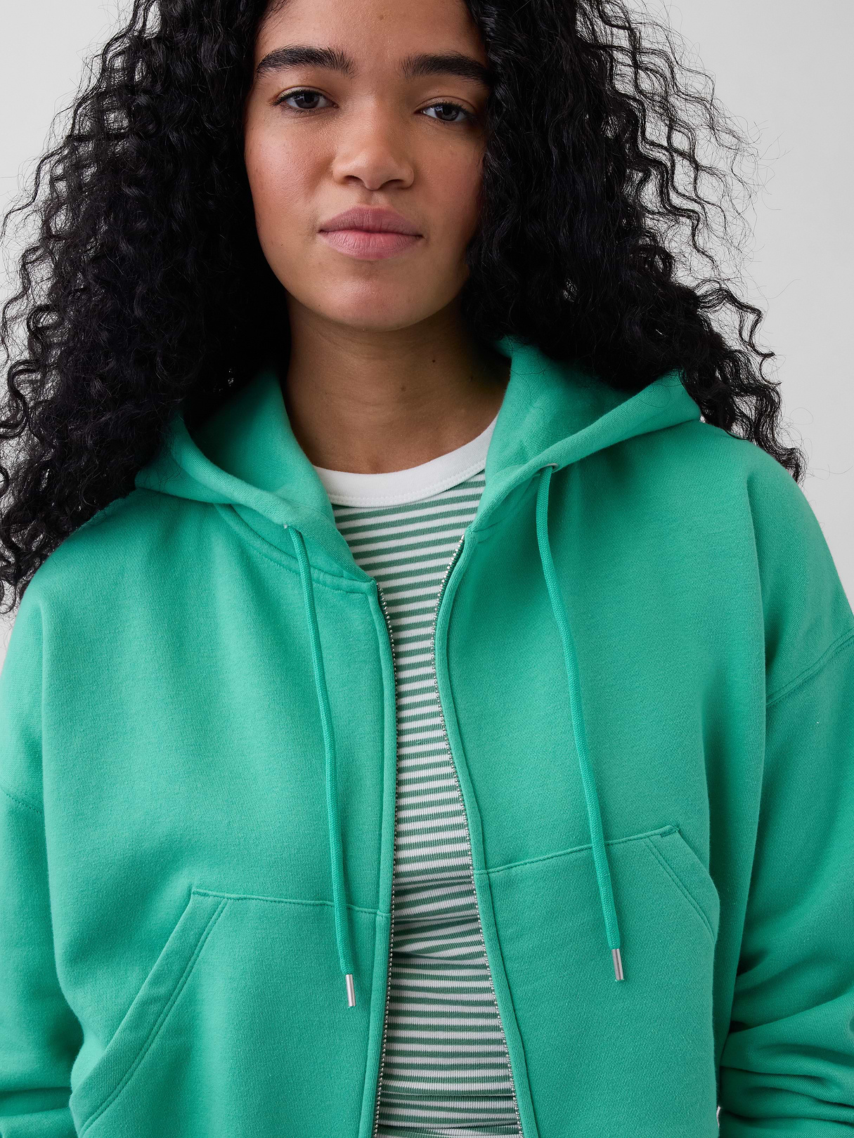 VintageSoft Wedge Zip Hoodie - Bright meadow green